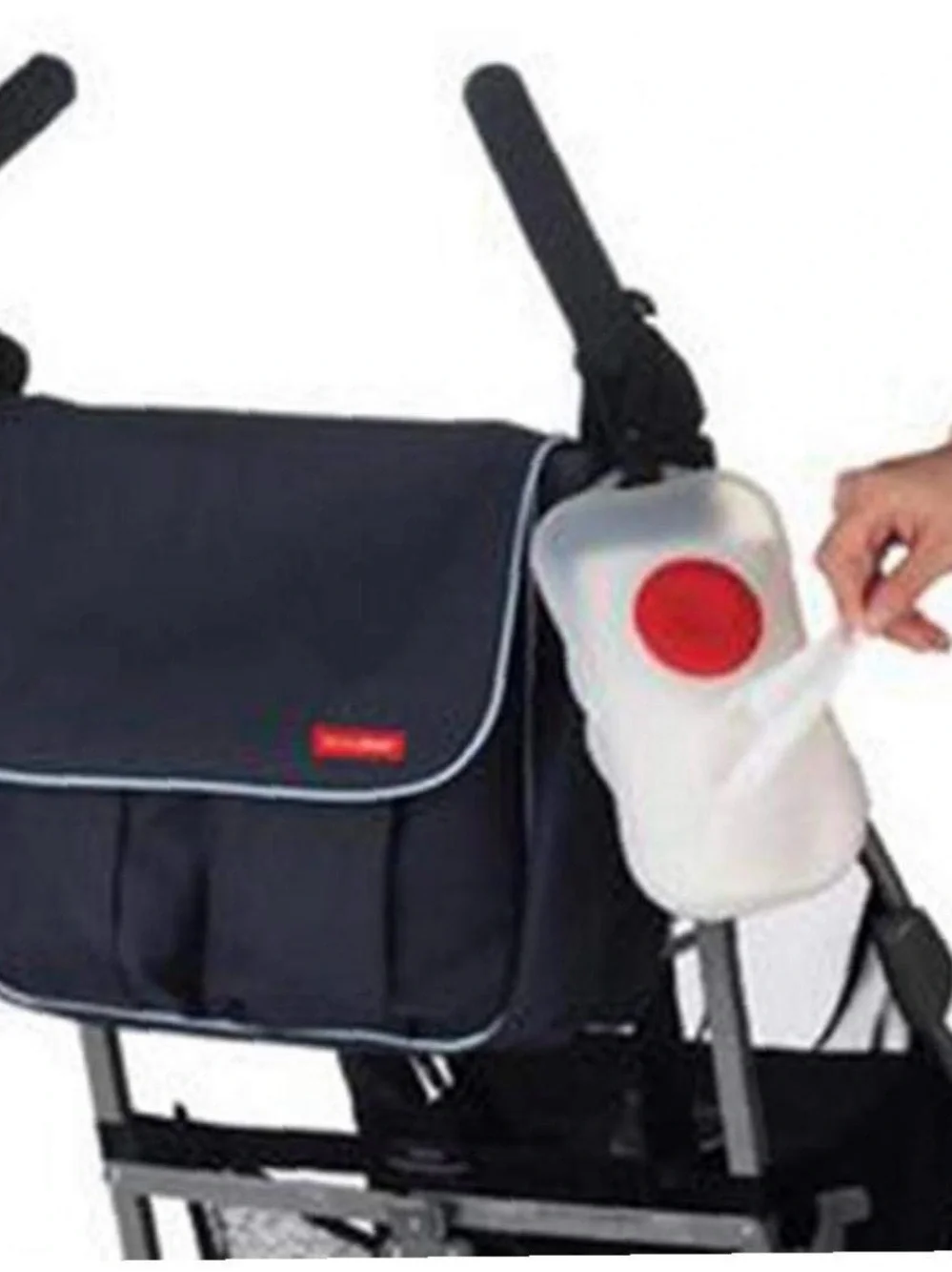 Skip Hop Black Messenger Bag with Light Blue Piping